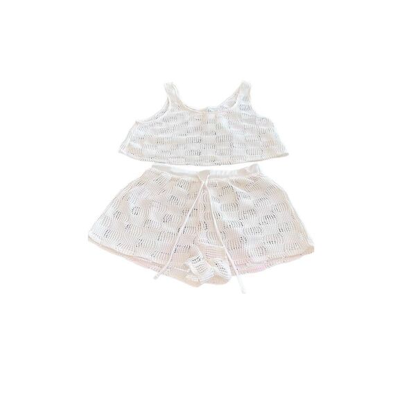 Wild Fable beige lace swim coverup crop top and bottom set Size XS - Picture 1 of 6